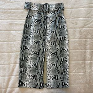 NWT Topshop vegan snakeskin belted midi skirt in black, white & grey